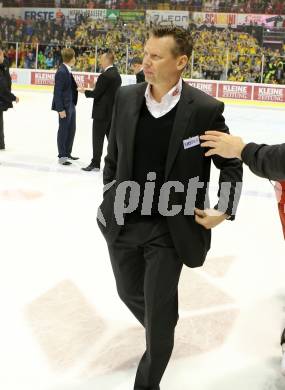 EBEL. Eishockey Bundesliga. KAC gegen 	UPC Vienna Capitals. Trainer Mike Pellegrims (KAC). Klagenfurt, am 7.4.2017.
Foto: Kuess

---
pressefotos, pressefotografie, kuess, qs, qspictures, sport, bild, bilder, bilddatenbank