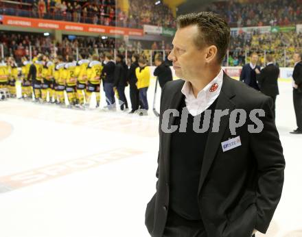 EBEL. Eishockey Bundesliga. KAC gegen 	UPC Vienna Capitals. Trainer Mike Pellegrims (KAC). Klagenfurt, am 7.4.2017.
Foto: Kuess

---
pressefotos, pressefotografie, kuess, qs, qspictures, sport, bild, bilder, bilddatenbank