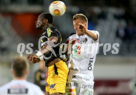 Fussball Bundesliga. RZ Pellets WAC gegen Cashpoint SCR Altach. Mario Leitgeb,  (WAC), Louis Clement Ngwat Mahop (Altach). Wolfsberg, am 8.3.2017.
Foto: Kuess

---
pressefotos, pressefotografie, kuess, qs, qspictures, sport, bild, bilder, bilddatenbank