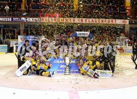 EBEL. Eishockey Bundesliga. KAC gegen 	UPC Vienna Capitals. Meisterjubel   (Vienna Capitals). Klagenfurt, am 7.4.2017.
Foto: Kuess

---
pressefotos, pressefotografie, kuess, qs, qspictures, sport, bild, bilder, bilddatenbank