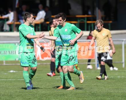 Fussball. Kaerntner Liga. Koettmannsdorf gegen Lendorf. Torjubel Christian Kautz, Nico Moser  (Lendorf). Koettmannsdorf, 9.4.2017.
Foto: Kuess
---
pressefotos, pressefotografie, kuess, qs, qspictures, sport, bild, bilder, bilddatenbank