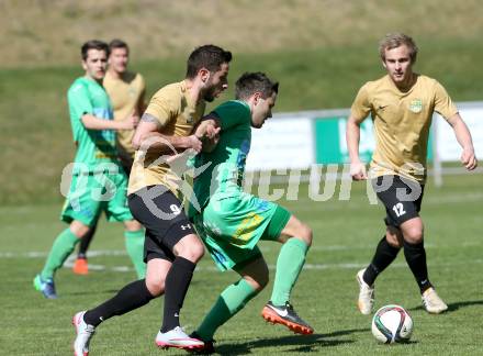 Fussball. Kaerntner Liga. Koettmannsdorf gegen Lendorf. Christopher Sallinger (Koettmannsdorf), Marco Moser (Lendorf). Koettmannsdorf, 9.4.2017.
Foto: Kuess
---
pressefotos, pressefotografie, kuess, qs, qspictures, sport, bild, bilder, bilddatenbank