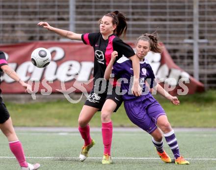 Fussball. Frauen. 2. Liga Ost Sued. Carinthians Spittal gegen FC Feldkirchen/SV Magdalensberg. Stefanie Grossgasteiger, (Spittal),  Eva Astrid Michl  (Feldkirchen/SV Magdalensberg). Spittal, am 16.4.2017.
Foto: Kuess
---
pressefotos, pressefotografie, kuess, qs, qspictures, sport, bild, bilder, bilddatenbank