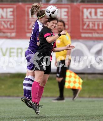 Fussball. Frauen. 2. Liga Ost Sued. Carinthians Spittal gegen FC Feldkirchen/SV Magdalensberg. Nina Vasileva Hristova,  (Spittal),  Celine Arthofer (Feldkirchen/SV Magdalensberg). Spittal, am 16.4.2017.
Foto: Kuess
---
pressefotos, pressefotografie, kuess, qs, qspictures, sport, bild, bilder, bilddatenbank