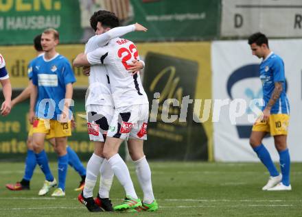 Fussball Kaerntner Liga. SAK gegen Bleiburg. Torjubel Philipp Diex, Stephan Buergler (SAK). Welzenegg, am 21.4.2017.
Foto: Kuess
---
pressefotos, pressefotografie, kuess, qs, qspictures, sport, bild, bilder, bilddatenbank