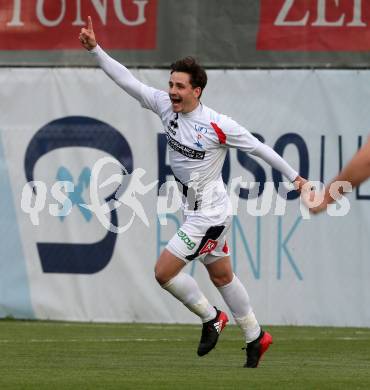 Fussball Kaerntner Liga. SAK gegen Bleiburg. Torjubel Philipp Diex, (SAK). Welzenegg, am 21.4.2017.
Foto: Kuess
---
pressefotos, pressefotografie, kuess, qs, qspictures, sport, bild, bilder, bilddatenbank