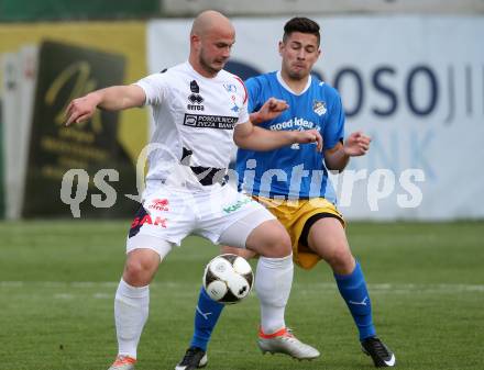 Fussball Kaerntner Liga. SAK gegen Bleiburg. Zan Kolar (SAK), Daniel Horst Ramsauer  (Bleiburg). Welzenegg, am 21.4.2017.
Foto: Kuess
---
pressefotos, pressefotografie, kuess, qs, qspictures, sport, bild, bilder, bilddatenbank