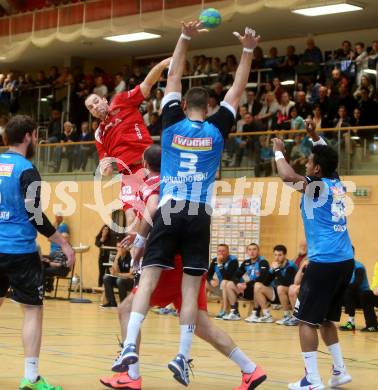 Handball. HLA. Playoff. Viertelfinale. SC Ferlach gegen Alpla HC Hard. Risto Arnaudovski (Ferlach), Marko Tanaskovic (Hard). Ferlach, am 23.4.2017.
Foto: Kuess
---
pressefotos, pressefotografie, kuess, qs, qspictures, sport, bild, bilder, bilddatenbank