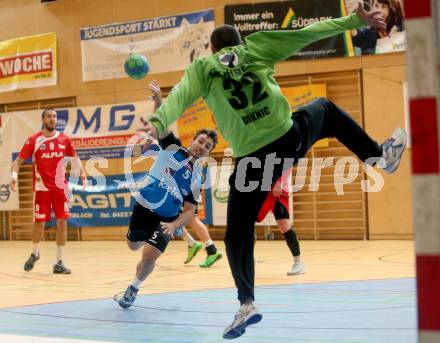Handball. HLA. Playoff. Viertelfinale. SC Ferlach gegen Alpla HC Hard. Mario Simic (Ferlach), Golub Doknic  (Hard). Ferlach, am 23.4.2017.
Foto: Kuess
---
pressefotos, pressefotografie, kuess, qs, qspictures, sport, bild, bilder, bilddatenbank