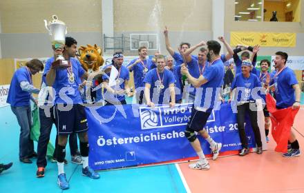 AVL. DenizBank AG Volley League Men. 5. Finalspiel. SK Posojilnica Aich/Dob gegen Hypo Tirol VT. Meisterjubel  (Tirol). Bleiburg, am 23.4.2017.
Foto: Kuess
---
pressefotos, pressefotografie, kuess, qs, qspictures, sport, bild, bilder, bilddatenbank