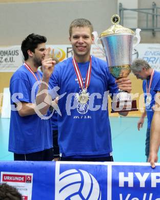 AVL. DenizBank AG Volley League Men. 5. Finalspiel. SK Posojilnica Aich/Dob gegen Hypo Tirol VT. Meisterjubel Martti Juhkami  (Tirol). Bleiburg, am 23.4.2017.
Foto: Kuess
---
pressefotos, pressefotografie, kuess, qs, qspictures, sport, bild, bilder, bilddatenbank