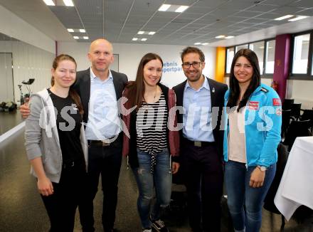 Olympiazentrum Kaernten. Pressefruehstueck. Jemima Juritz, Walter Reichel, Daniela Ulbing,  Kevin Haselsberger, Nadine Fest. Klagenfurt, am 25.4.2017.
Foto: Kuess

---
pressefotos, pressefotografie, kuess, qs, qspictures, sport, bild, bilder, bilddatenbank