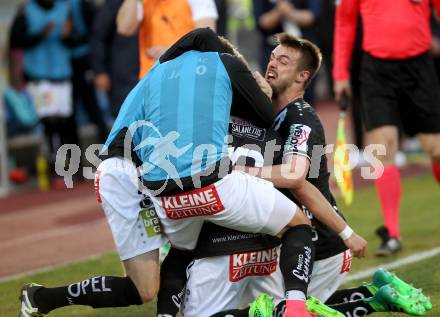 Fussball Bundesliga. RZ Pellets WAC gegen  SV Mattersburg. Torjubel Daniel Offenbacher, (WAC). Wolfsberg, am 29.4.2017.
Foto: Kuess

---
pressefotos, pressefotografie, kuess, qs, qspictures, sport, bild, bilder, bilddatenbank