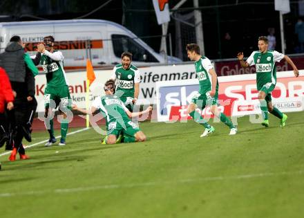 Fussball Bundesliga. RZ Pellets WAC gegen  SV Mattersburg. Torjubel (Mattersburg). Wolfsberg, am 29.4.2017.
Foto: Kuess

---
pressefotos, pressefotografie, kuess, qs, qspictures, sport, bild, bilder, bilddatenbank
