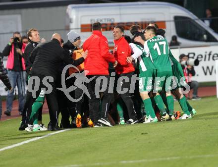 Fussball Bundesliga. RZ Pellets WAC gegen  SV Mattersburg. Torjubel (Mattersburg). Wolfsberg, am 29.4.2017.
Foto: Kuess

---
pressefotos, pressefotografie, kuess, qs, qspictures, sport, bild, bilder, bilddatenbank