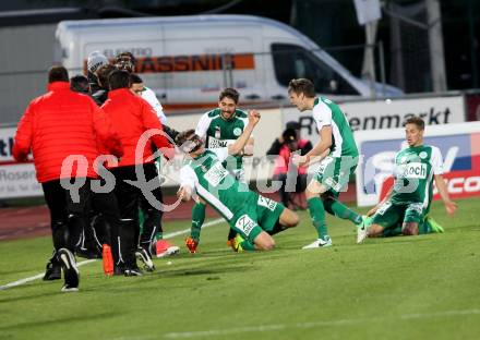 Fussball Bundesliga. RZ Pellets WAC gegen  SV Mattersburg. Torjubel (Mattersburg). Wolfsberg, am 29.4.2017.
Foto: Kuess

---
pressefotos, pressefotografie, kuess, qs, qspictures, sport, bild, bilder, bilddatenbank