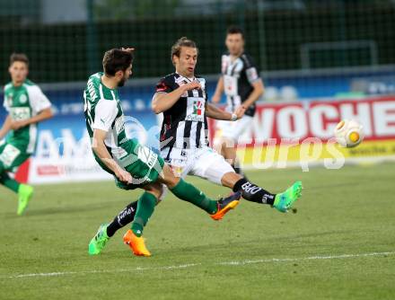 Fussball Bundesliga. RZ Pellets WAC gegen  SV Mattersburg. Peter Tschernegg, (WAC), Michael Novak  (Mattersburg). Wolfsberg, am 29.4.2017.
Foto: Kuess

---
pressefotos, pressefotografie, kuess, qs, qspictures, sport, bild, bilder, bilddatenbank