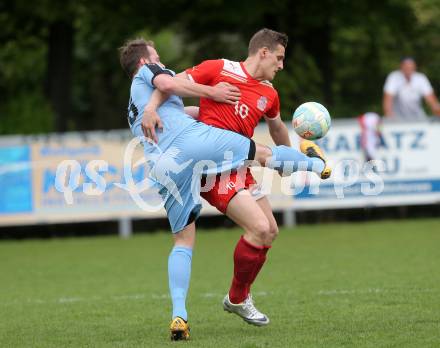 Fussball. Unterliga Ost. KAC 1909 gegen Sirnitz. Robert Matic (KAC),  Michael Golznig (Sirnitz). Klagenfurt, 6.5.2017.
Foto: Kuess
---
pressefotos, pressefotografie, kuess, qs, qspictures, sport, bild, bilder, bilddatenbank
