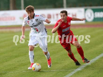 Fussball. Kaerntner Liga. WAC Amateure gegen Lendorf. Benjamin Rosenberger (WAC Amat.), Marco Moser (Lendorf).  Wolfsberg, 5.5.2017.
Foto: Kuess
---
pressefotos, pressefotografie, kuess, qs, qspictures, sport, bild, bilder, bilddatenbank