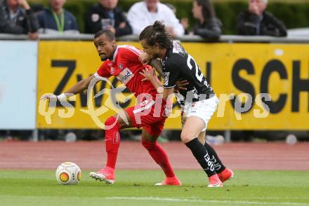 Fussball Bundesliga. RZ Pellets WAC gegen  FK Austria Wien. Thomas Zuendel, (WAC),  Felipe Augusto Rodrigues Pires (Austria Wien). Wolfsberg, am 20.5.2017.
Foto: Kuess

---
pressefotos, pressefotografie, kuess, qs, qspictures, sport, bild, bilder, bilddatenbank