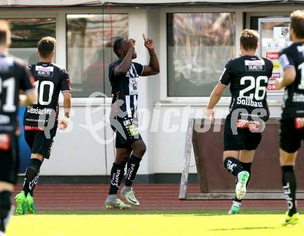 Fussball Bundesliga. RZ Pellets WAC gegen  SK Puntigamer Sturm Graz.  Torjubel Dever Akeem Orgill (WAC). Wolfsberg, am 28.5.2017.
Foto: Kuess

---
pressefotos, pressefotografie, kuess, qs, qspictures, sport, bild, bilder, bilddatenbank