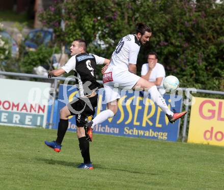 Fussball. Kaerntner Liga. Bleiburg gegen Spittal.  Adnan Besic (Bleiburg),  Daniel Trupp (Spittal). Bleiburg, 13.5.2017.
Foto: Kuess
---
pressefotos, pressefotografie, kuess, qs, qspictures, sport, bild, bilder, bilddatenbank