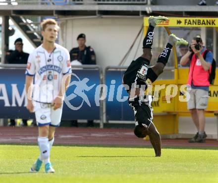 Fussball Bundesliga. RZ Pellets WAC gegen  SK Puntigamer Sturm Graz.  Torjubel Dever Akeem Orgill (WAC). Wolfsberg, am 28.5.2017.
Foto: Kuess

---
pressefotos, pressefotografie, kuess, qs, qspictures, sport, bild, bilder, bilddatenbank