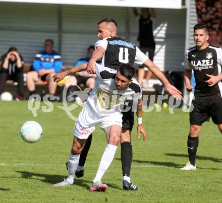 Fussball. Kaerntner Liga. Bleiburg gegen Spittal.  Miroslav Grbic (Bleiburg),   Dejan Kecanovic (Spittal). Bleiburg, 13.5.2017.
Foto: Kuess
---
pressefotos, pressefotografie, kuess, qs, qspictures, sport, bild, bilder, bilddatenbank