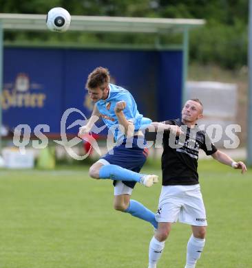 Fussball Kaerntner Liga. Eberstein gegen Gmuend. Thomas Rabitsch,  (Eberstein), Sladjan Djurdjevic (Gmeund). Gmuend, am 3.6.2017.
Foto: Kuess
---
pressefotos, pressefotografie, kuess, qs, qspictures, sport, bild, bilder, bilddatenbank