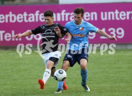 Fussball Kaerntner Liga. Eberstein gegen Gmuend. Thomas Rabitsch,  (Eberstein), Philipp Straganz (Gmeund). Gmuend, am 3.6.2017.
Foto: Kuess
---
pressefotos, pressefotografie, kuess, qs, qspictures, sport, bild, bilder, bilddatenbank