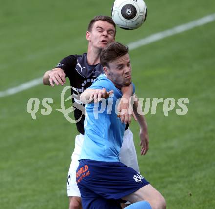 Fussball Kaerntner Liga. Eberstein gegen Gmuend. Aleksandar Radonjic,  (Eberstein), Marvin Metzler (Gmeund). Gmuend, am 3.6.2017.
Foto: Kuess
---
pressefotos, pressefotografie, kuess, qs, qspictures, sport, bild, bilder, bilddatenbank