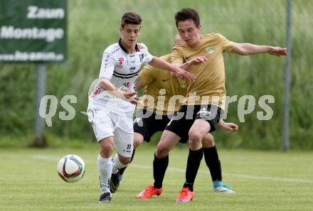 Fussball Kaerntner Liga. Koettmannsdorf gegen WAC Amateure. Philipp Gatti,  (Koettmannsdorf), Alexander Ranacher (WAC). Koettmannsdorf, am 4.6.2017.
Foto: Kuess
---
pressefotos, pressefotografie, kuess, qs, qspictures, sport, bild, bilder, bilddatenbank