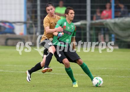Fussball Kaerntner Liga. SAK gegen Koettmannsdorf. Kristijan Kondic, (SAK),   Philipp Gatti (Koettmannsdorf). Klagenfurt, am 28.7.2017.
Foto: Kuess
---
pressefotos, pressefotografie, kuess, qs, qspictures, sport, bild, bilder, bilddatenbank