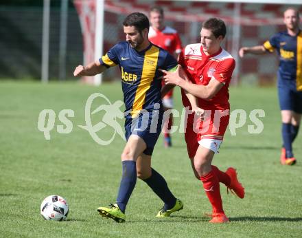 Fussball. 2. Klasse D. KAC B Juniors gegen Viktring. Jonas Joel Zuser (KAC), Marco Eder (Viktring). Klagenfurt, 29.7.2017.
Foto: Kuess
---
pressefotos, pressefotografie, kuess, qs, qspictures, sport, bild, bilder, bilddatenbank