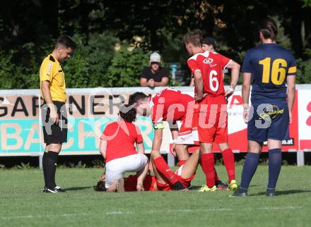 Fussball. 2. Klasse D. KAC B Juniors gegen Viktring. Verletzt Noah Julian Zuser (KAC). Klagenfurt, 29.7.2017.
Foto: Kuess
---
pressefotos, pressefotografie, kuess, qs, qspictures, sport, bild, bilder, bilddatenbank