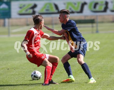 Fussball. 2. Klasse D. KAC B Juniors gegen Viktring. Johannes Georg Sibitz (KAC), Krunoslav-Stipe Soldo (Viktring). Klagenfurt, 29.7.2017.
Foto: Kuess
---
pressefotos, pressefotografie, kuess, qs, qspictures, sport, bild, bilder, bilddatenbank