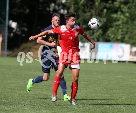 Fussball. 2. Klasse D. KAC B Juniors gegen Viktring. Patrick Legner (KAC), Gabriel Helmut Payer  (Viktring). Klagenfurt, 29.7.2017.
Foto: Kuess
---
pressefotos, pressefotografie, kuess, qs, qspictures, sport, bild, bilder, bilddatenbank