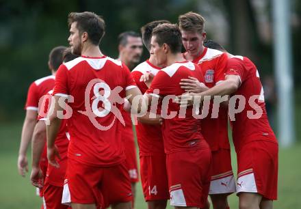 Fussball Kaerntner Liga. KAC 1909 gegen Lendorf. Torjubel (KAC). Klagenfurt, am 5.8.2017.
Foto: Kuess
---
pressefotos, pressefotografie, kuess, qs, qspictures, sport, bild, bilder, bilddatenbank