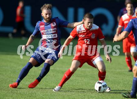 Fussball Kaerntner Liga. KAC 1909 gegen Lendorf. Markus Pavic (KAC), Andreas Marco Allmayer (Lendorf). Klagenfurt, am 5.8.2017.
Foto: Kuess
---
pressefotos, pressefotografie, kuess, qs, qspictures, sport, bild, bilder, bilddatenbank