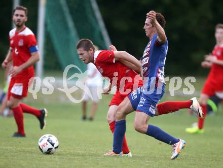 Fussball Kaerntner Liga. KAC 1909 gegen Lendorf. Markus Pavic (KAC), Christian Kautz (Lendorf). Klagenfurt, am 5.8.2017.
Foto: Kuess
---
pressefotos, pressefotografie, kuess, qs, qspictures, sport, bild, bilder, bilddatenbank