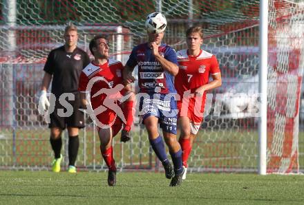 Fussball Kaerntner Liga. KAC 1909 gegen Lendorf. Helmut KÃ¶nig, Lukas Lausegger (KAC), Martin Morgenstern (Lendorf). Klagenfurt, am 5.8.2017.
Foto: Kuess
---
pressefotos, pressefotografie, kuess, qs, qspictures, sport, bild, bilder, bilddatenbank