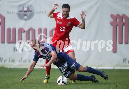 Fussball Kaerntner Liga. KAC 1909 gegen Lendorf. Danijel Jovic (KAC), Martin Morgenstern (Lendorf). Klagenfurt, am 5.8.2017.
Foto: Kuess
---
pressefotos, pressefotografie, kuess, qs, qspictures, sport, bild, bilder, bilddatenbank