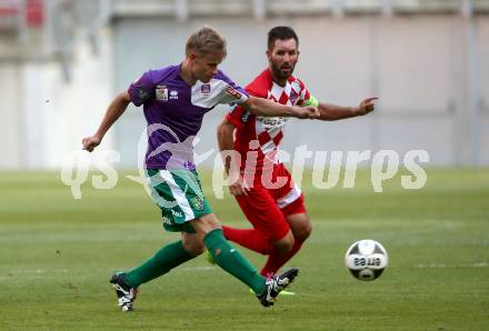 Fussball Regionalliga. SK Austria Klagenfurt gegen SC Weiz. Sandro Zakany, (Klagenfurt), Philipp Schellnegger (Weiz). Klagenfurt, am 4.8.2017.
Foto: Kuess
---
pressefotos, pressefotografie, kuess, qs, qspictures, sport, bild, bilder, bilddatenbank