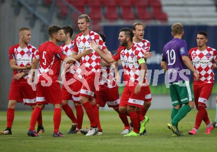 Fussball Regionalliga. SK Austria Klagenfurt gegen SC Weiz. Torjubel Sandro Zakany (Klagenfurt). Klagenfurt, am 4.8.2017.
Foto: Kuess
---
pressefotos, pressefotografie, kuess, qs, qspictures, sport, bild, bilder, bilddatenbank