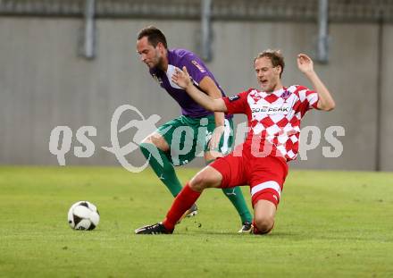 Fussball Regionalliga. SK Austria Klagenfurt gegen SC Weiz. Fabian Hafner,  (Klagenfurt), Danijel Prskalo (Weiz). Klagenfurt, am 4.8.2017.
Foto: Kuess
---
pressefotos, pressefotografie, kuess, qs, qspictures, sport, bild, bilder, bilddatenbank