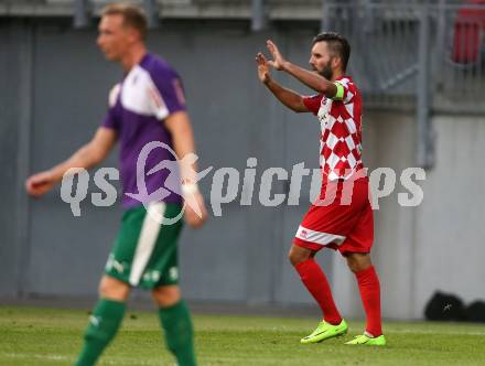 Fussball Regionalliga. SK Austria Klagenfurt gegen SC Weiz. Torjubel Sandro Zakany (Klagenfurt). Klagenfurt, am 4.8.2017.
Foto: Kuess
---
pressefotos, pressefotografie, kuess, qs, qspictures, sport, bild, bilder, bilddatenbank
