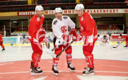 EBEL. Eishockey Bundesliga. Training KAC. Richie Regehr, Jon Rheault, Julian Talbot. Klagenfurt, am 31.7.2017.
Foto: Kuess
---
pressefotos, pressefotografie, kuess, qs, qspictures, sport, bild, bilder, bilddatenbank