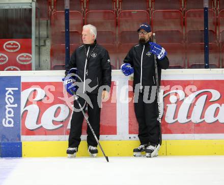 Eishockey Bundesliga. Training. VSV. Trainer Greg Holst, Co-Trainer Markus Peintner. Villach, 3.8.2017.
Foto: Kuess
---
pressefotos, pressefotografie, kuess, qs, qspictures, sport, bild, bilder, bilddatenbank