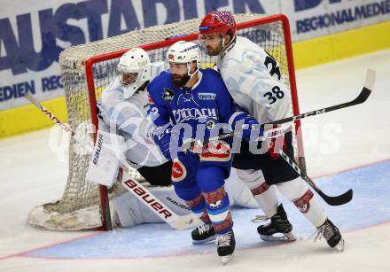 EBEL. Eishockey Bundesliga. Testspiel. EC VSV gegen Lyon. Nikolas Petrik, (VSV), Thomas Roessel (Lyon). Villach, am 10.8.2017.
Foto: Kuess 


---
pressefotos, pressefotografie, kuess, qs, qspictures, sport, bild, bilder, bilddatenbank