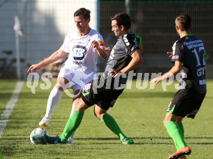 Fussball Kaerntner Liga. SAK gegen Feldkirchen. Darjan Aleksic,  (SAK), Marco Mueller (Feldkirchen). Welzenegg, am 11.8.2017.
Foto: Kuess
---
pressefotos, pressefotografie, kuess, qs, qspictures, sport, bild, bilder, bilddatenbank